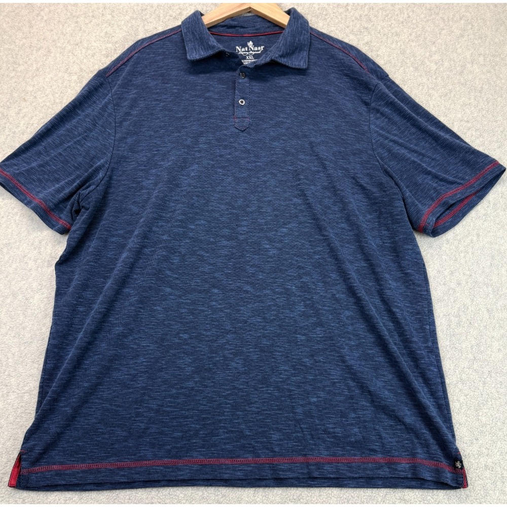 Nat Nast Luxury Originals Mens Polo Shirt Heather Blue Short Sleeve Comfort 2XL